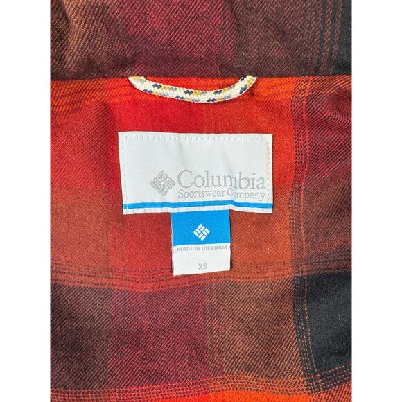 Columbia Womens Retro Green Puffer Vest Blanket Flannel Lined Down XS Cozy Warm - Picture 10 of 11